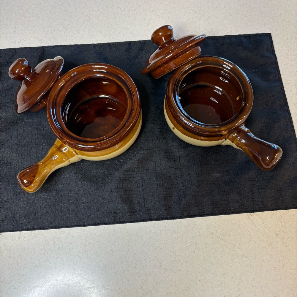 French Onion Soup Crock Bowls 2 pc - Picture 2 of 7